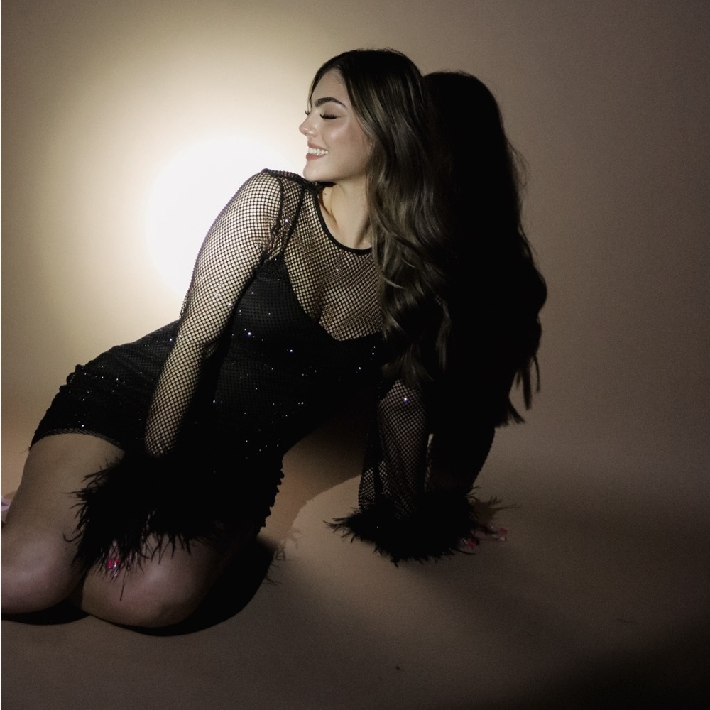 Black sparkly mesh dress